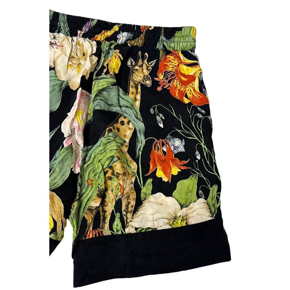 NILUU Monroe Alyx Bermuda Vegan Silk Shorts Giraffe Jungle Tropical Floral Sz S - Picture 8 of 8